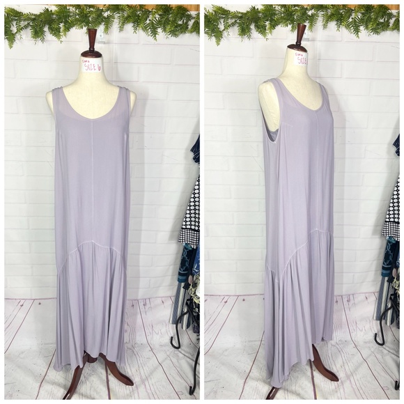 👗NWT🤩 |•ANTHROPOLOGIE•| Left Of Main Lavender Maxi Peasant 50s Style Dress - Picture 1 of 9